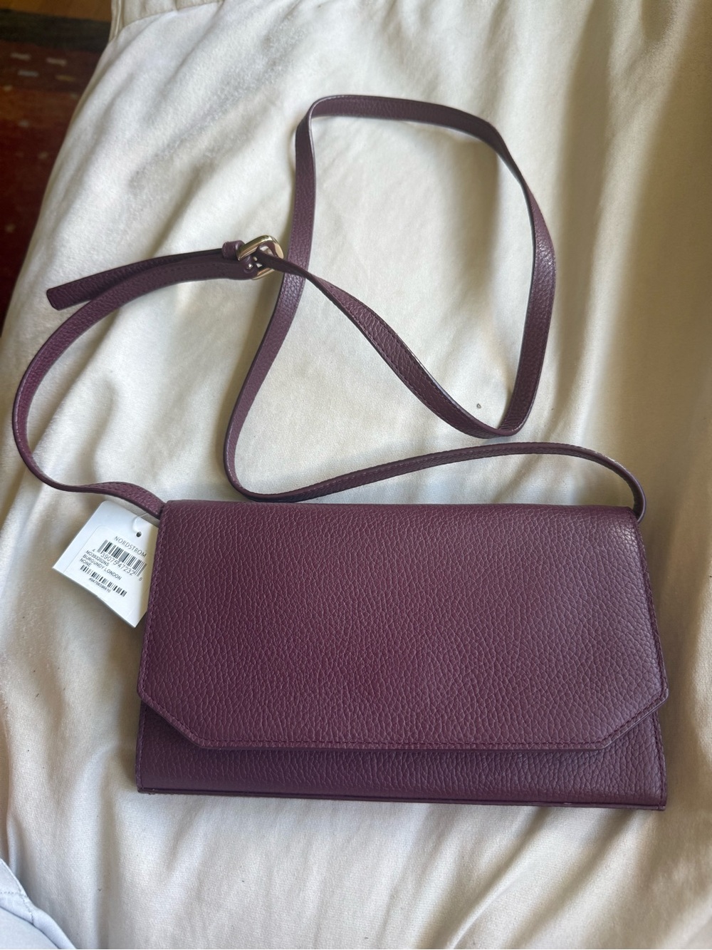 Nordstrom Plum Leather-Grain Crossbody Wallet